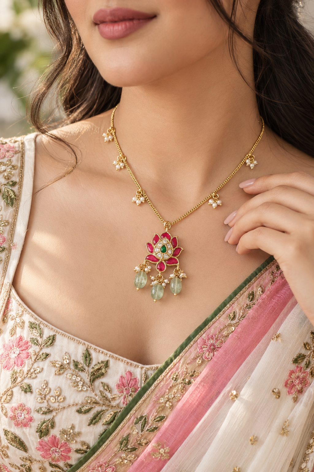 Gulnaar Lotus Pendant Necklace