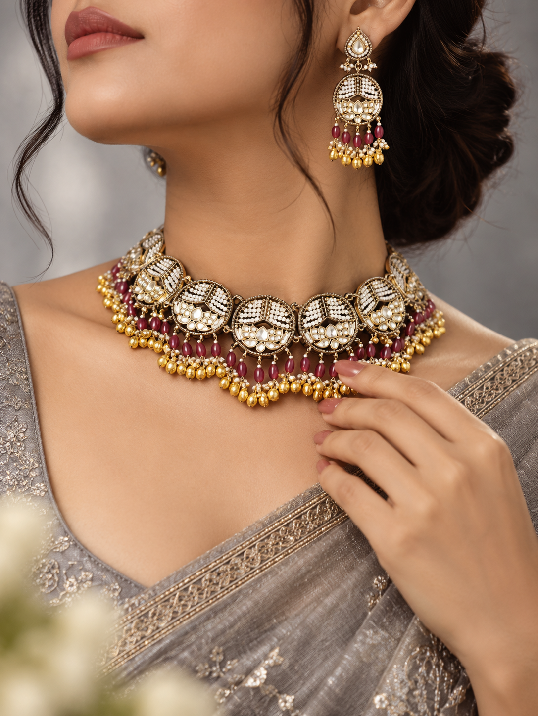 Polki choker necklace set