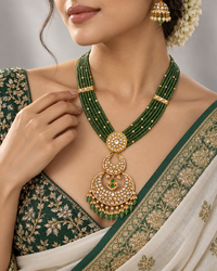 Emerald Crescent Jadau Necklace