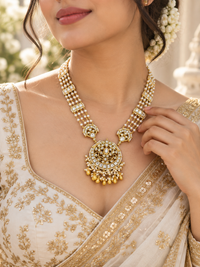 Royal Noor Pearl Medallion polki Necklace