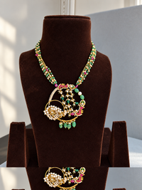 Emerald Moon Pearl Statement Jadau Necklace