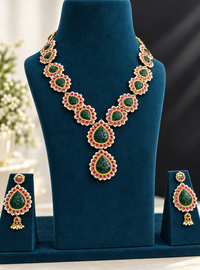 Jadau monopoly set with ruby & emeralds stone