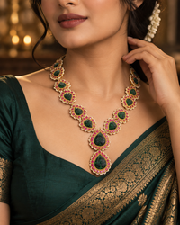 Jadau monopoly set with ruby & emeralds stone