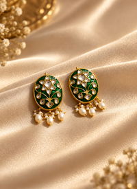 Moissanite green Jadav takkar earring (Silver 92.5)
