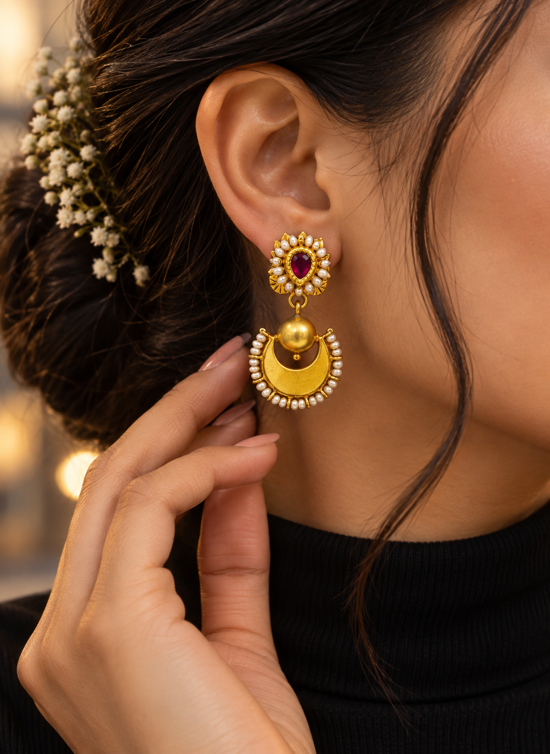 Silver 92.5 Chandbali earrings