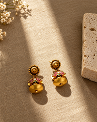 lotus motif earring (Silver 92.5)