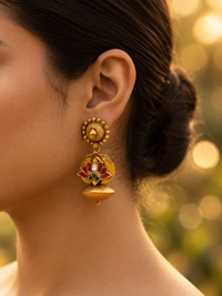 lotus motif earring (Silver 92.5)