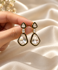 Moissanite meenakari earrings ( Silver 92.5)