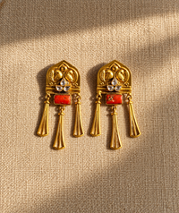 Red coral earrings (Silver 92.5)