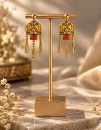 Red coral earrings (Silver 92.5)