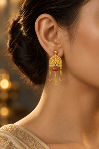 Red coral earrings (Silver 92.5)