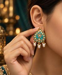 Turquoise Jadav earrings (Silver 92.5)