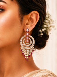 Ruhani Ruby Chandbali Kundan Earrings