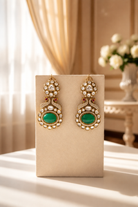 Emerald polki Stone Kundan Earrings