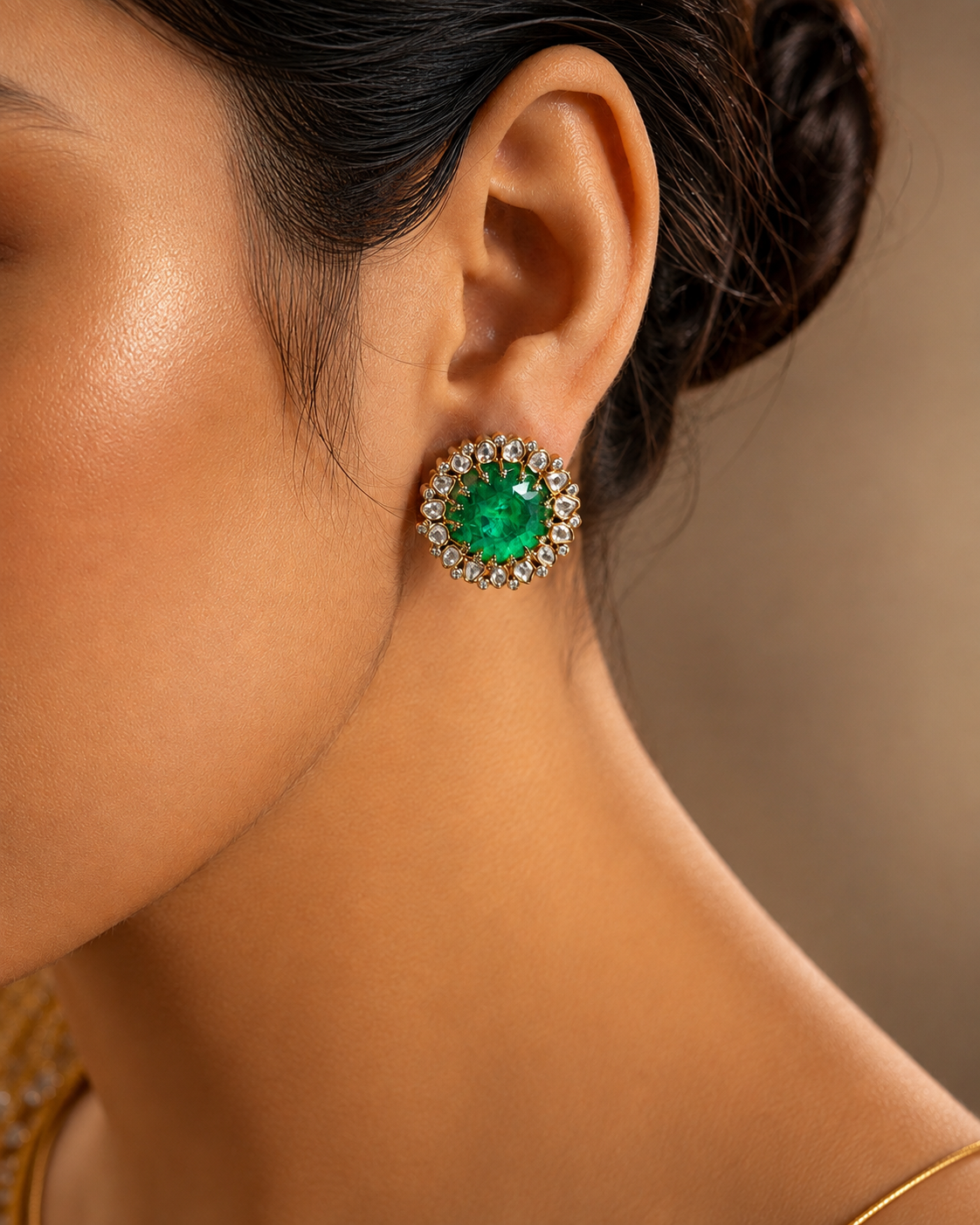 Emerald Polki Kundan Earrings