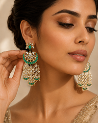 Emerald Noor Kundan Chandbali Earrings