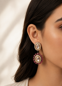 Emerald Kundan Chandbali Drop Earrings