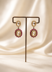 Emerald Kundan Chandbali Drop Earrings