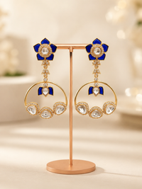 Sapphire Halo Chandbali Earrings