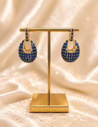 AD Diamond Blue sapphire and gold-toned hoop earrings