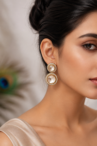 Golden Aura Double Halo Earrings