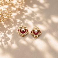 Ruby Kundan Crescent Studs