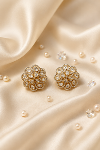 Golden Petal Kundan Stud Earrings