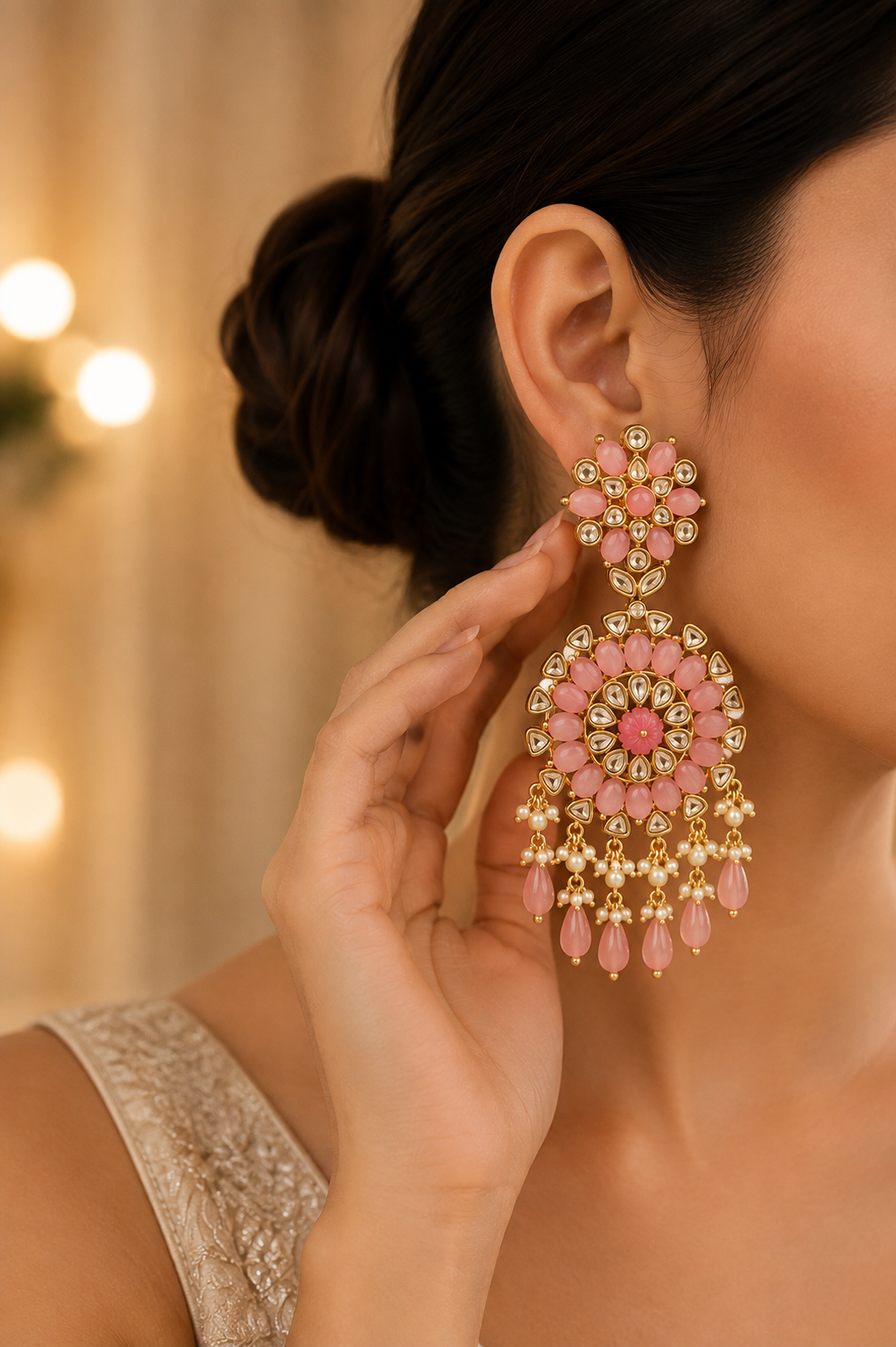 Blush Royale Kundan Dangle Earrings