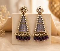 Amethyst Pearl Jhumka Earrings