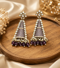 Amethyst Pearl Jhumka Earrings