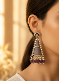 Amethyst Pearl Jhumka Earrings