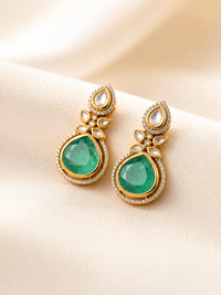 Emerald Petal Drop Earrings