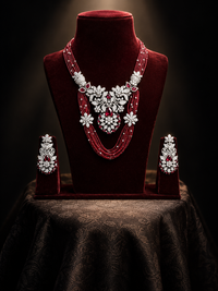 Ruby Red Multi Layered Statement Necklace Set