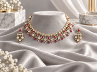 Ruby Cascade Kundan Necklace Set