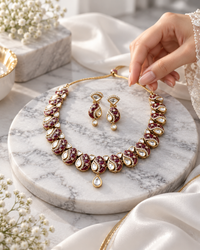 Ruby Swirl Kundan Necklace Set