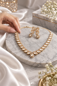 Ivory Leaf Polki Necklace Set