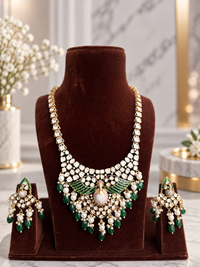 Mayura Emerald Kundan Necklace Set