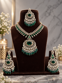 Emerald Maharani Bead Drop Necklace Set
