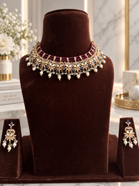 Ruby Pearl Floral Kundan Choker Set