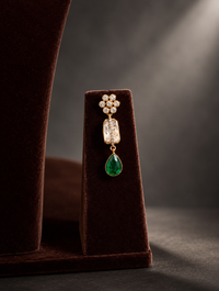 Emerald and AD diamond-style choker necklace and earring set