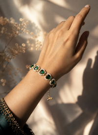 Emerald Heart Pearl Halo Bracelet