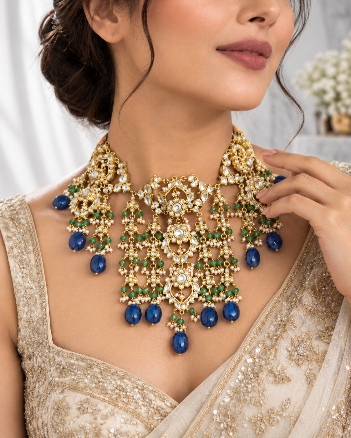Royal Sapphire Emerald Kundan Choker