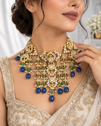 Royal Sapphire Emerald Kundan Choker
