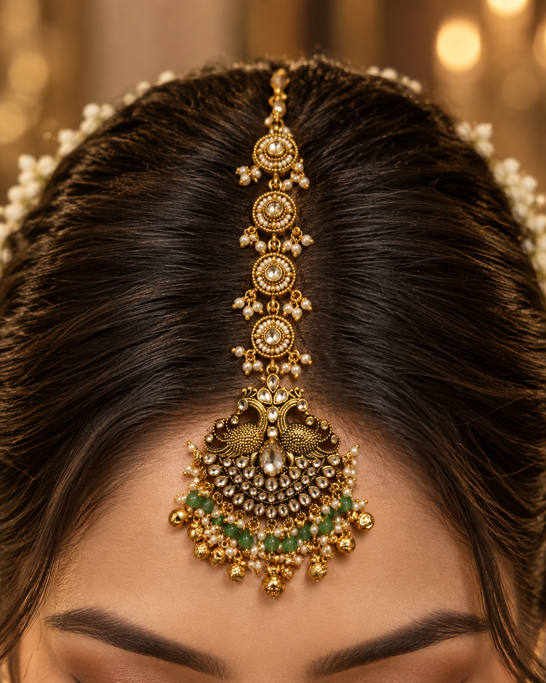 Royal hairloop Jadau maang tika