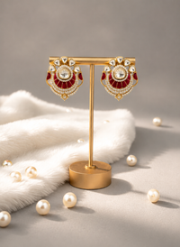 Ruby Kundan Crescent Studs