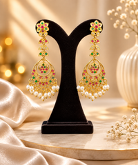 Gulnaar Pearl drops Chandbali Kundan Earrings