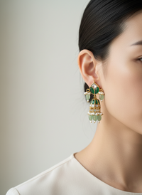 Emerald Pearl Jhumka Earrings