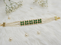 Emerald Clover Pearl Bracelet