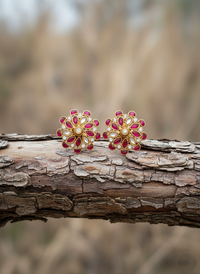 Floral Studded Jadau Earrings