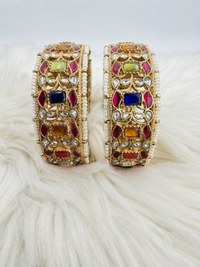 Golden Finish Multicolor Stone Bangles